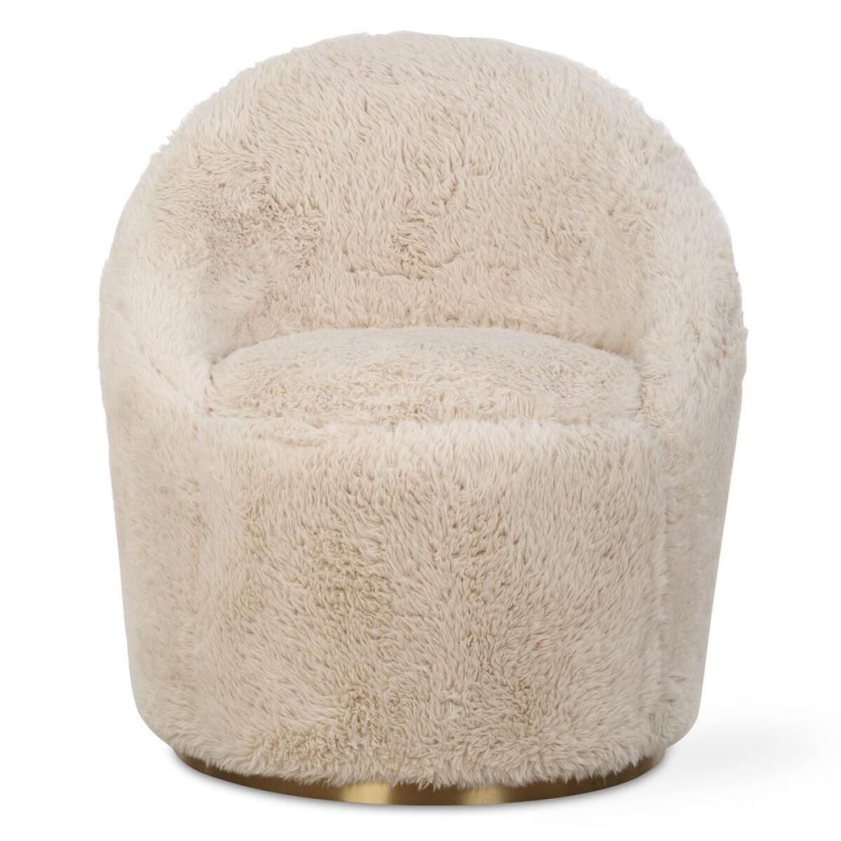 371d26207e2367955aaa4ade1a42c4ae Crue Swivel Chair, Sheepskin - Image 1