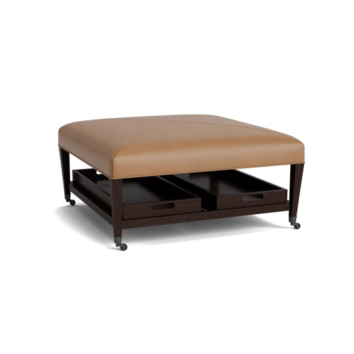 382678db0afefb68607a58f929231a9e Kara Leather Ottoman with Trays and Casters - Image 1