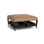 Kara Leather Ottoman with Trays and Casters