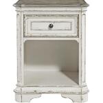 Magnolia Manor 1 Drawer Night Stand Nightstands Antique White & Weathered Bark 12