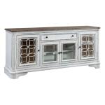Magnolia Manor Entertainment TV Stand Entertainment Stands Antique White & Weathered Bark 15