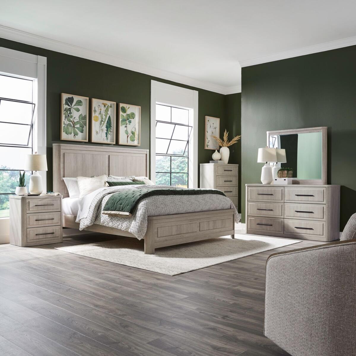 3a620f710e564022f45b7b77eb1f0306 King Panel Bed, Dresser & Mirror, Chest, Night Stand - Image 1