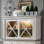 Ocean Isle Hutch Dining Storage Antique White w/ Weathered Pine 8