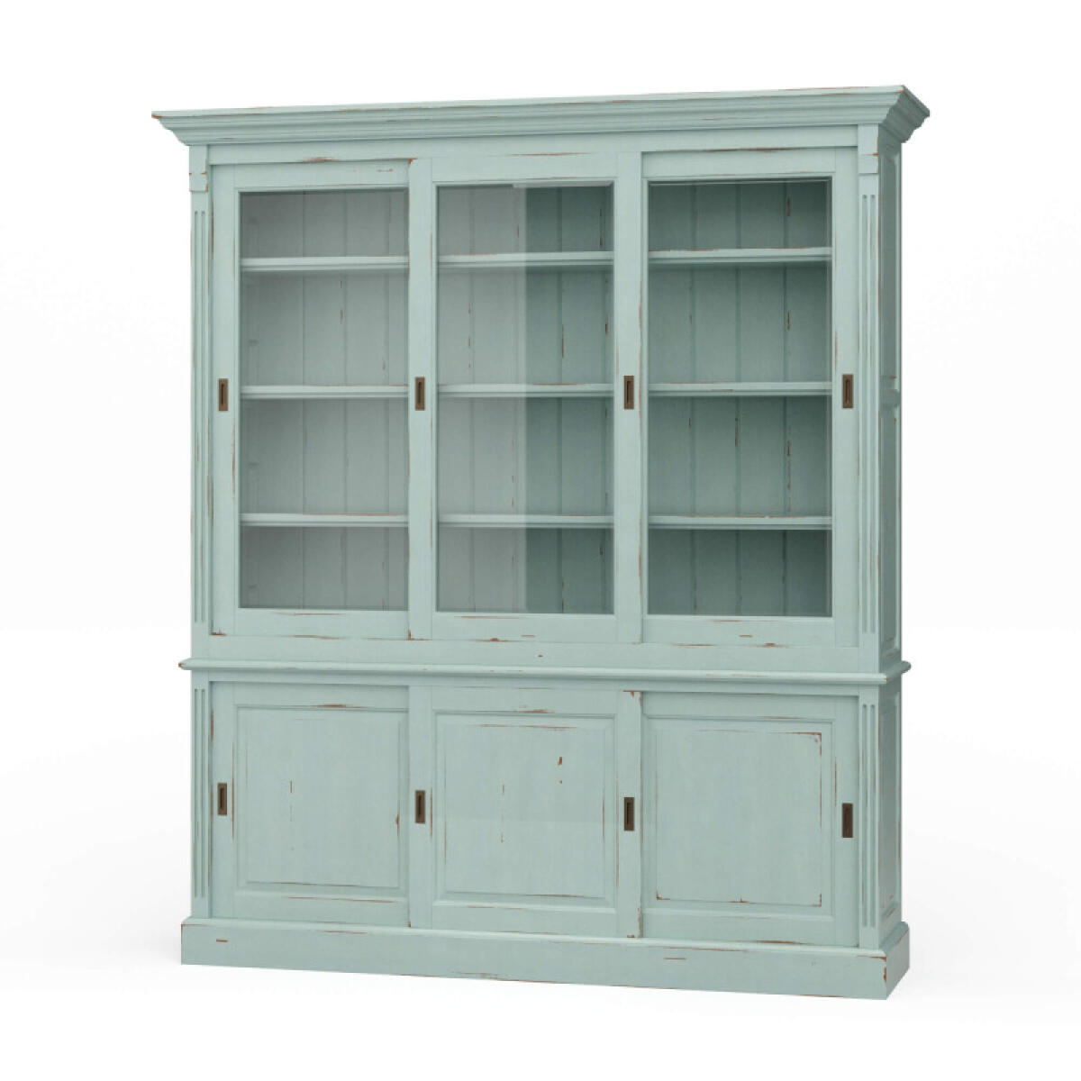 Hudson 88” Bookcase W/ 3 Sliding Doors Bookcases Blue 2 Hudson 88” Bookcase W/ 3 Sliding Doors Bookcases Blue 2