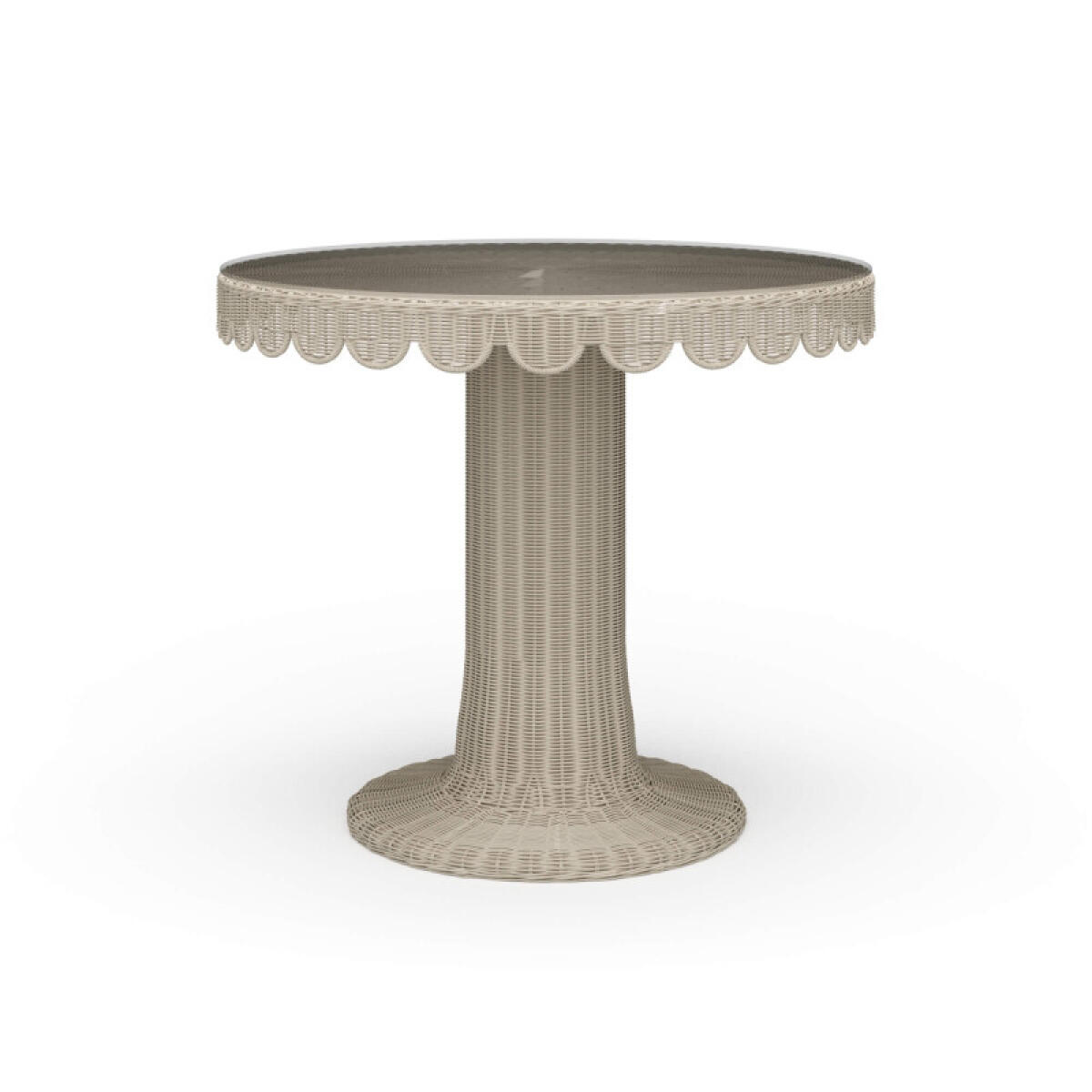 3ea302b998e59dbe90ed64cecfbc41d7 Scalloped Round Bistro Table W/ Tempered Glass - Image 1