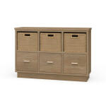 Dakota Storage Unit W/ 3 Drawers & Rattan Baskets