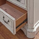 Magnolia Manor 3 Drawer Bedside Chest w/ Charging Station Nightstands Antique White & Weathered Bark 21