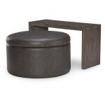LU340 Luna Ravello Silver UP Swivel Ottoman On Casters - Image 4