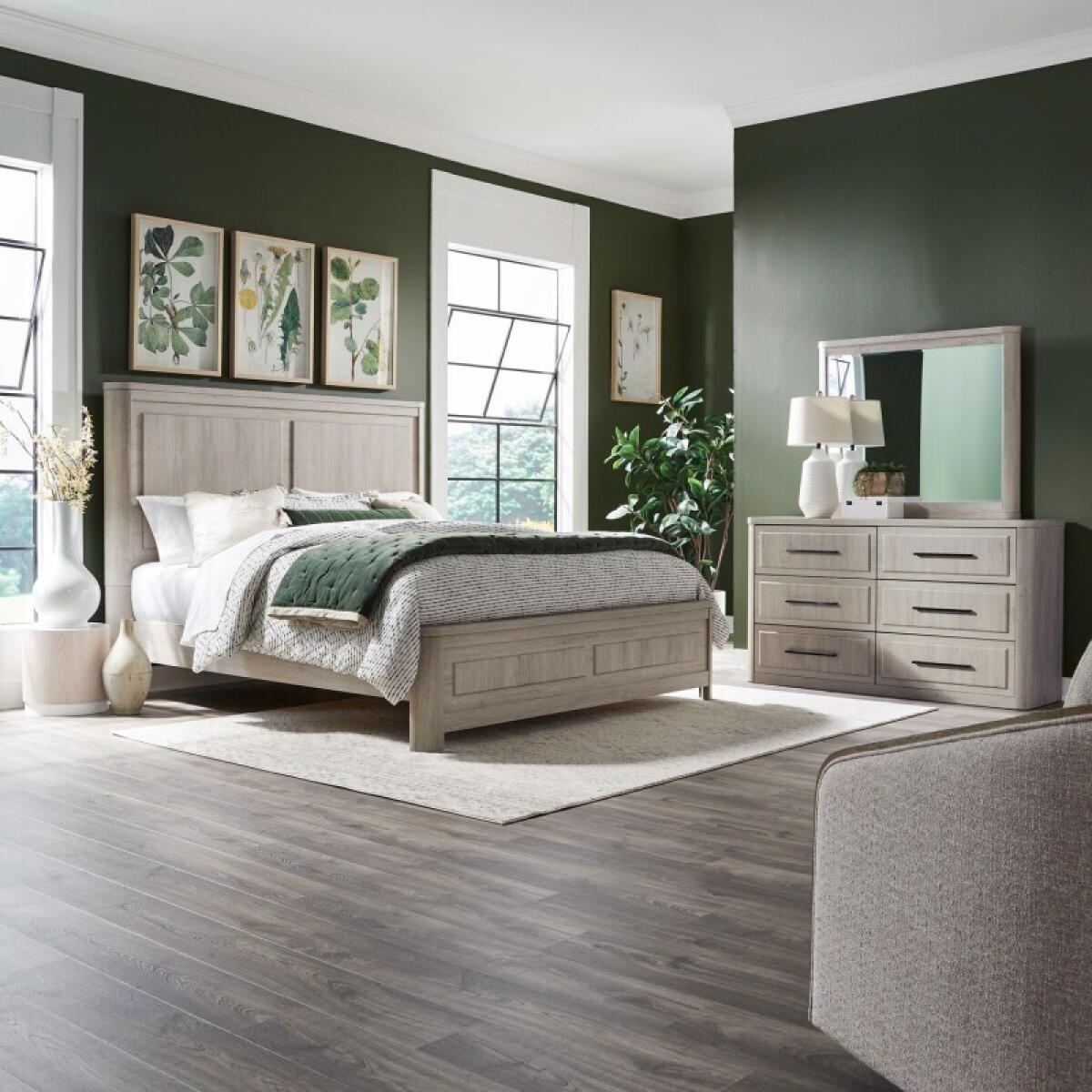 436bdebdfab5bccc7695efe79764925d Modern Play Queen Panel Bed, Dresser & Mirror - Image 1