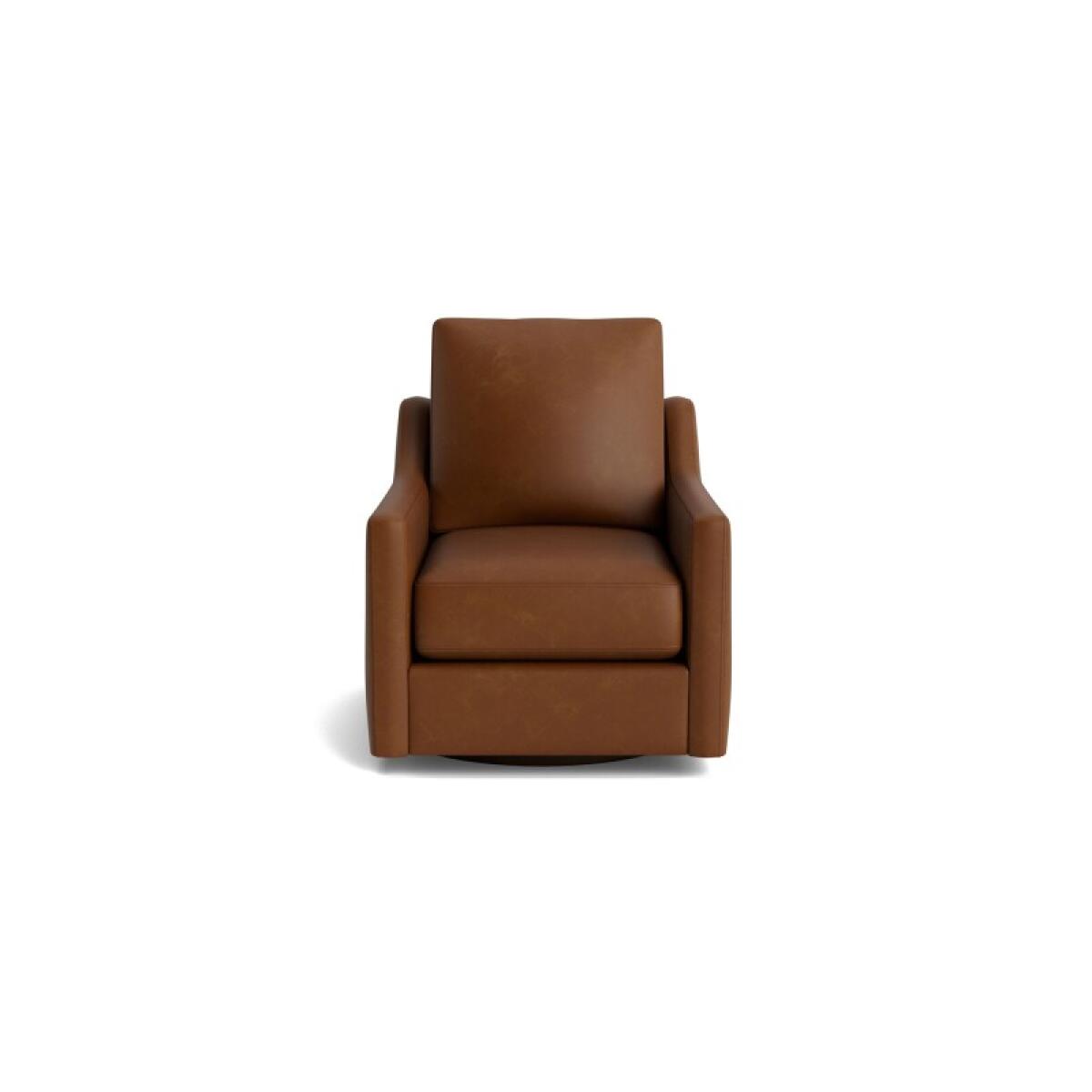 438153edf1344ec3e83d87107d299e77 True Custom™ True Custom® Leather Slope Arm Swivel Chair - Image 1