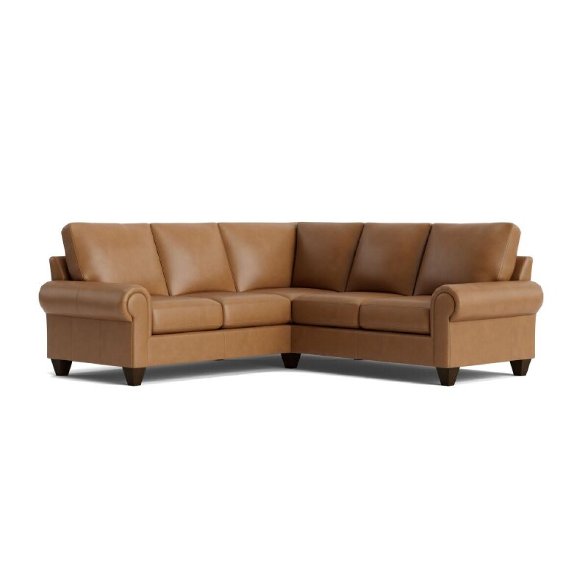 438a66180fcc30823758b6d1aaac5977 True Custom™ True Custom® Leather Large Panel Arm L-Shaped Sectional - Image 1