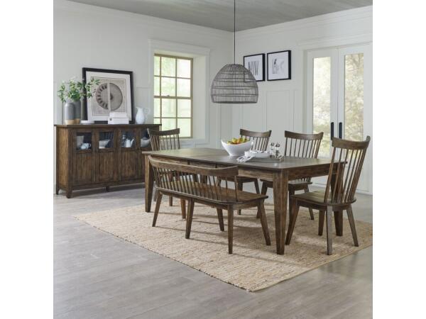 Midland Falls 6 Piece Rectangular Table Set Dining Sets Brown