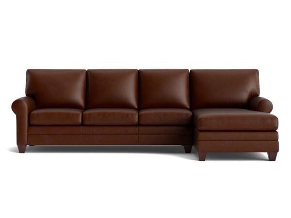 Carolina Leather Roll Arm Chaise Sectional Sectionals Bassett Furniture