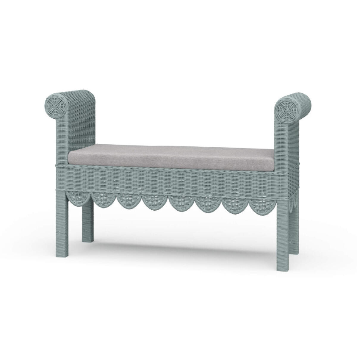 Newport Scalloped Rattan Bench Chairs & Benches Blue 2 Newport Scalloped Rattan Bench Chairs & Benches Blue 2