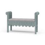 Newport Scalloped Rattan Bench Chairs & Benches Blue 13
