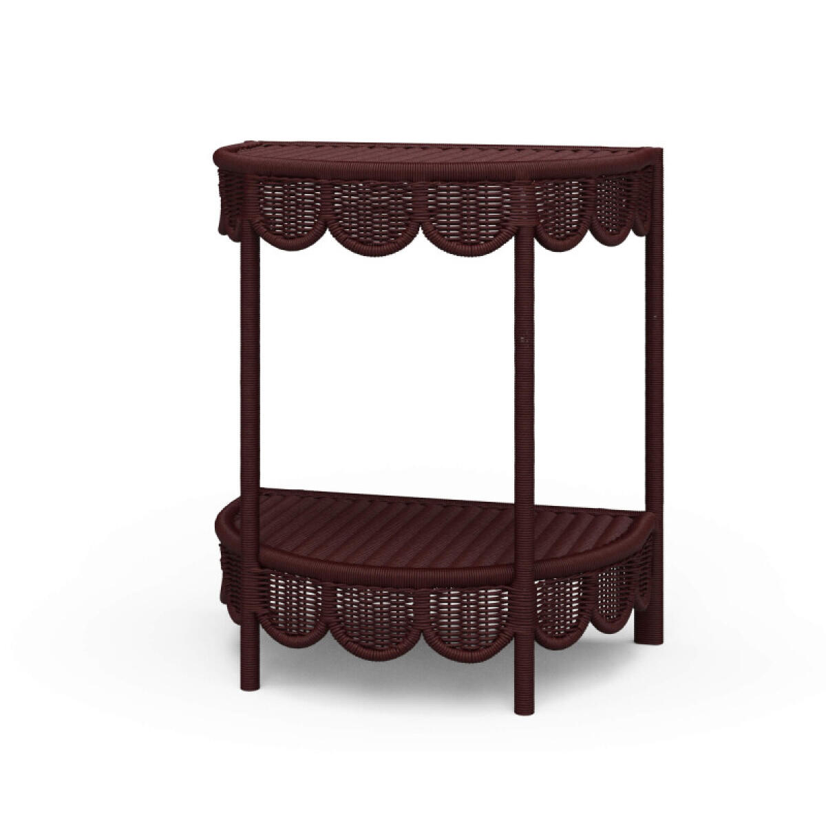 445d591566e3e31627c88ea227f4a5f9 Scalloped Half Round Rattan Side Table - Image 1