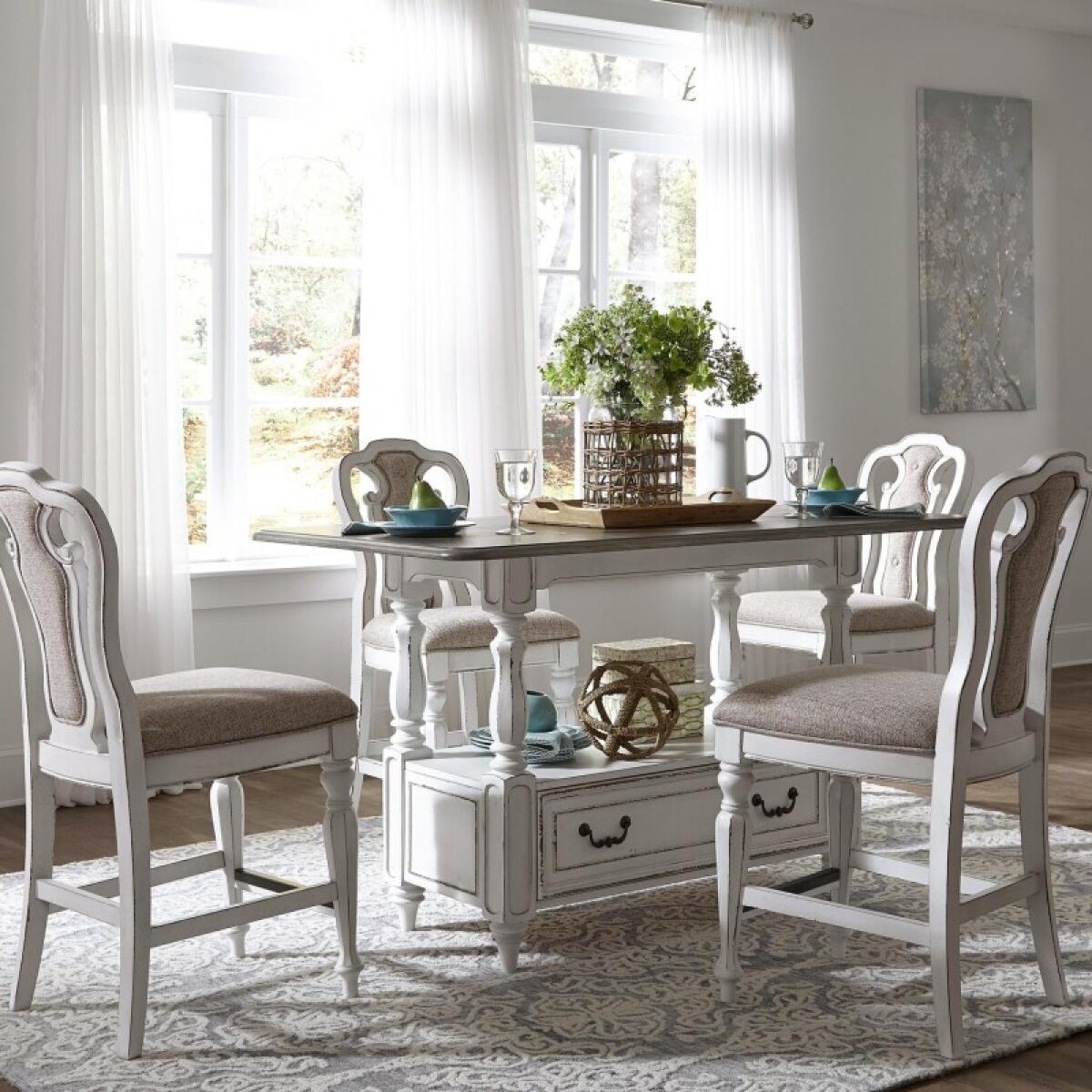 Magnolia Manor 5 Piece Gathering Table Set Dining Sets Antique White & Weathered Bark 2 Magnolia Manor 5 Piece Gathering Table Set Dining Sets Antique White & Weathered Bark 2