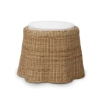 Newport Rattan Round Small Ottoman W/ Cushion - Image 4