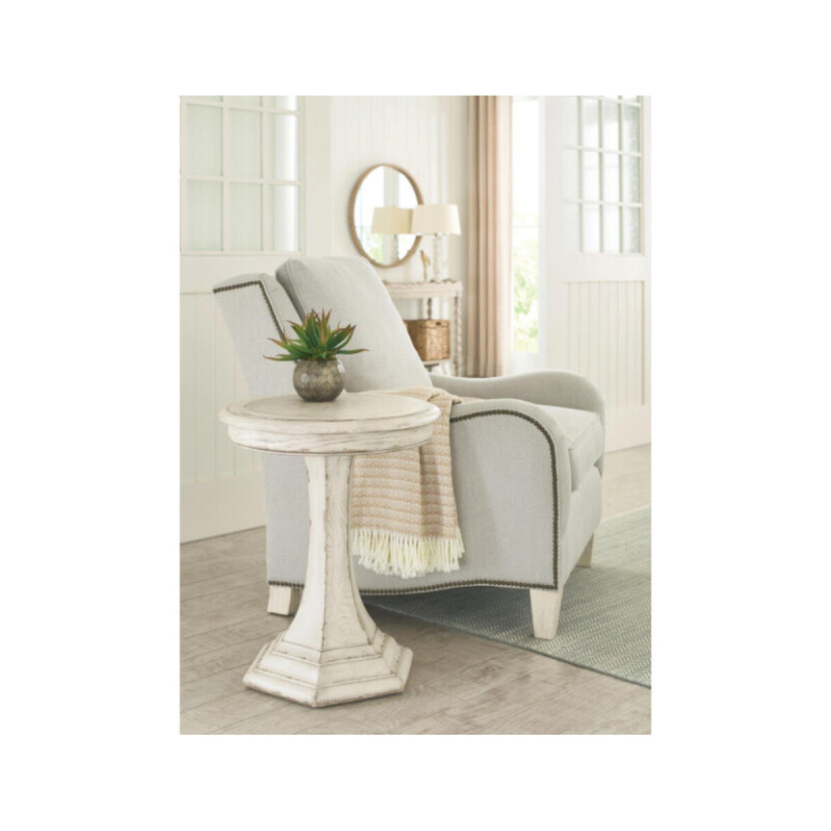 4747cd5e6bb54ad2c83fa54fca091647 Cambric Civette Round End Table - Creme - Image 1