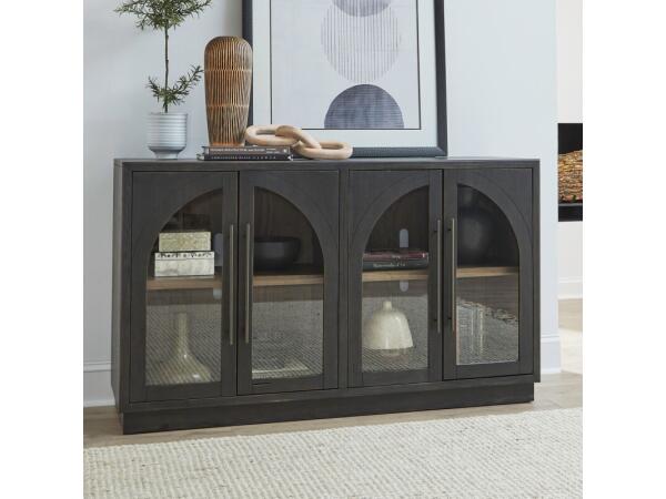 Archway 4 Door Accent Cabinet Dining Storage Black