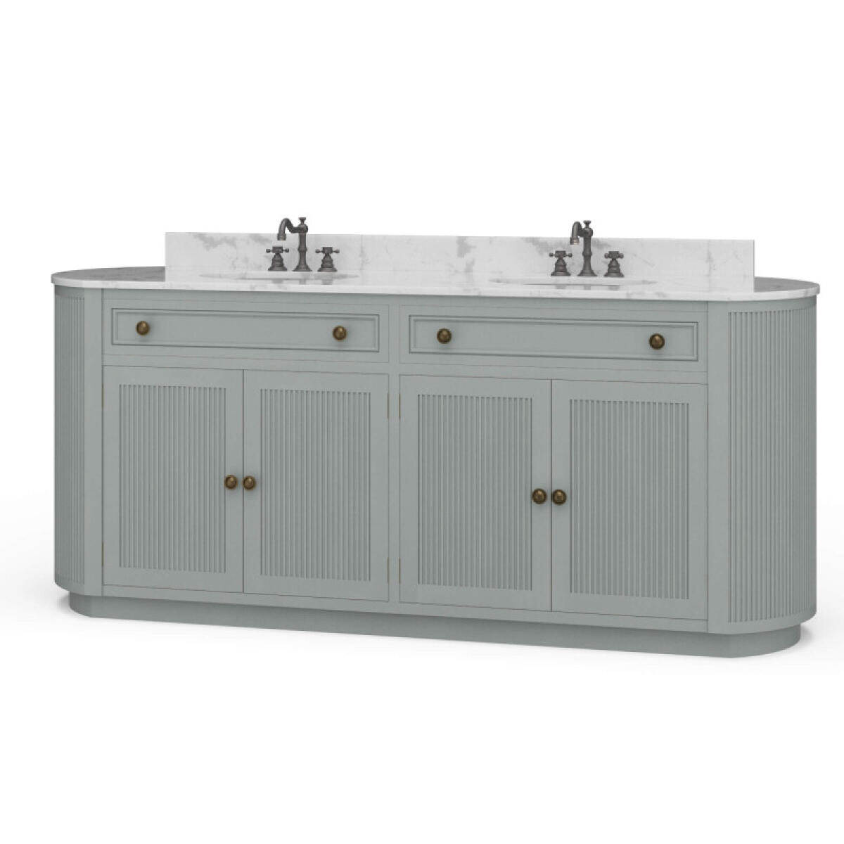 48159efddfe2a615e55735a8d2e8f57f Kraton Oval Double Vanity W/ Sink & Marble Top - Image 1
