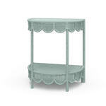 Scalloped Half Round Rattan Side Table