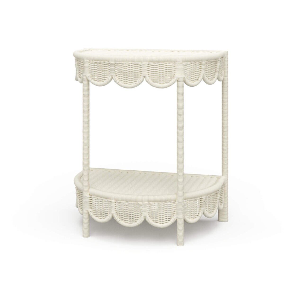 48708dee60acd0325248529188ad13fd Scalloped Half Round Rattan Side Table - Image 1