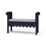 Newport Scalloped Rattan Bench Chairs & Benches Blue 24