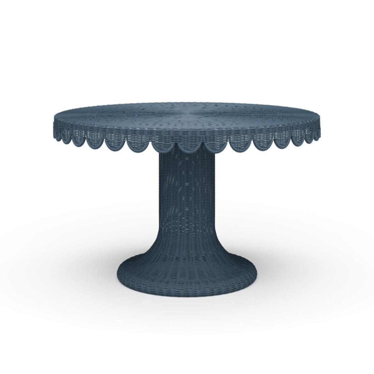 49a3e52e6c6978d0ed96c7b4f29fdc73 Scalloped Round Rattan Dining Table 48'' - Image 1
