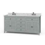 Shutter Double Vanity W/ Sink & Marble Top