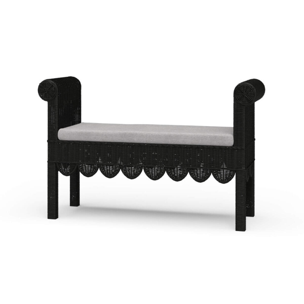 49f1050d1b4a1fc6e91e15ad505b5bac Newport Scalloped Rattan Bench - Image 1