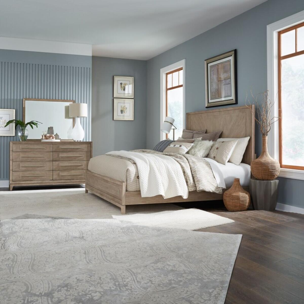 4a4fcd37c918aab7a7eb7fd5da6835be Brentwood King California Panel Bed, Dresser & Mirror - Image 1