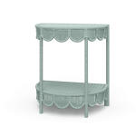 Scalloped Half Round Rattan Side Table
