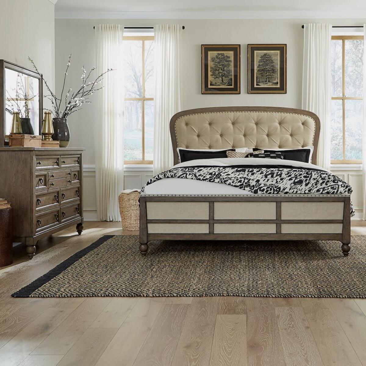 4b5ed941127a7eba076a00c9c7c8d5ef Americana Farmhouse Queen Shelter Bed, Dresser & Mirror - Image 1