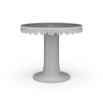 Scalloped Round Bistro Table W/ Tempered Glass Dining Tables Architectural White 25