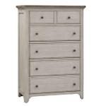 Farmhouse Reimagined 5 Drawer Chest Chests Antique White w/ Chestnut Tops 13