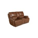 Burlington Leather Power Reclining Loveseat with Center Console Recliners Bassett Furniture 11