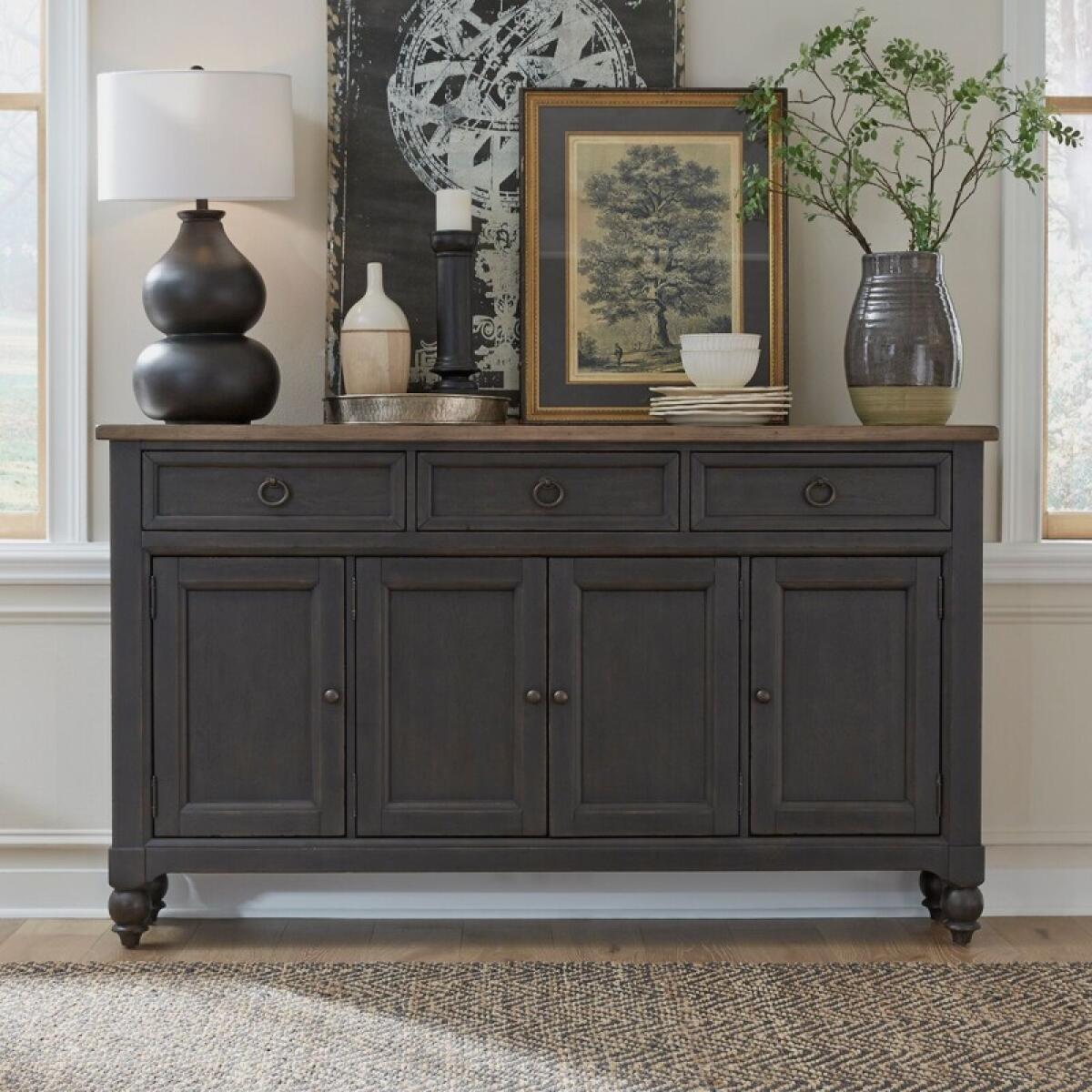 4b95d704ee9b46b94e1aa7301c28604c Americana Farmhouse Hall Buffet- Black - Image 1