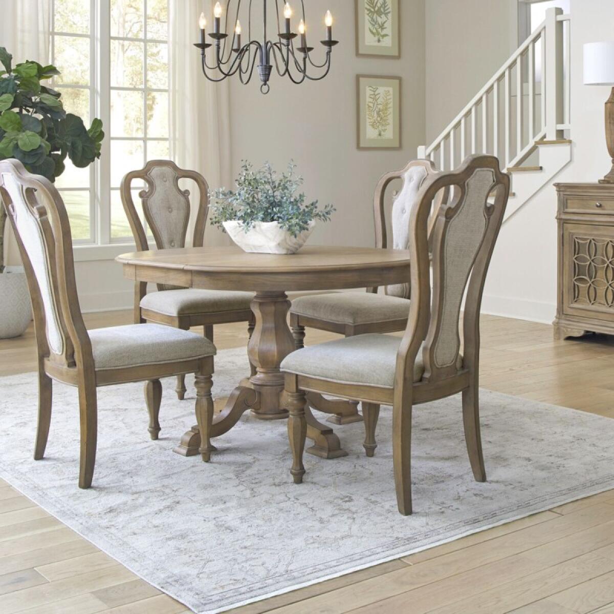 4c3d43b3d4d271db55a652497e31edcd Magnolia Manor 5 Piece Pedestal Table Set - Image 1