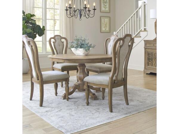 Magnolia Manor 5 Piece Pedestal Table Set Dining Sets Brown