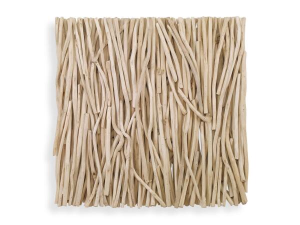Gathered Teak Square Wood Wall Decor, Bleached Wall Decor Bleached
