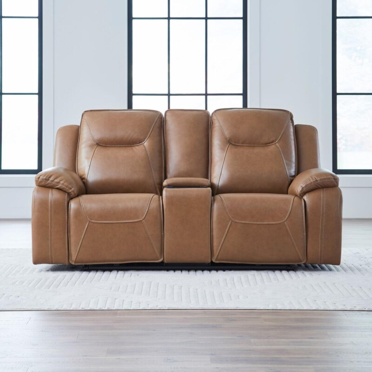 Callihan Loveseat w/ Console P3 & ZW Loveseats Brown 2 Callihan Loveseat w/ Console P3 & ZW Loveseats Brown 2
