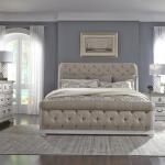 Abbey Park Queen Uph Sleigh Bed, Dresser & Mirror, Night Stand