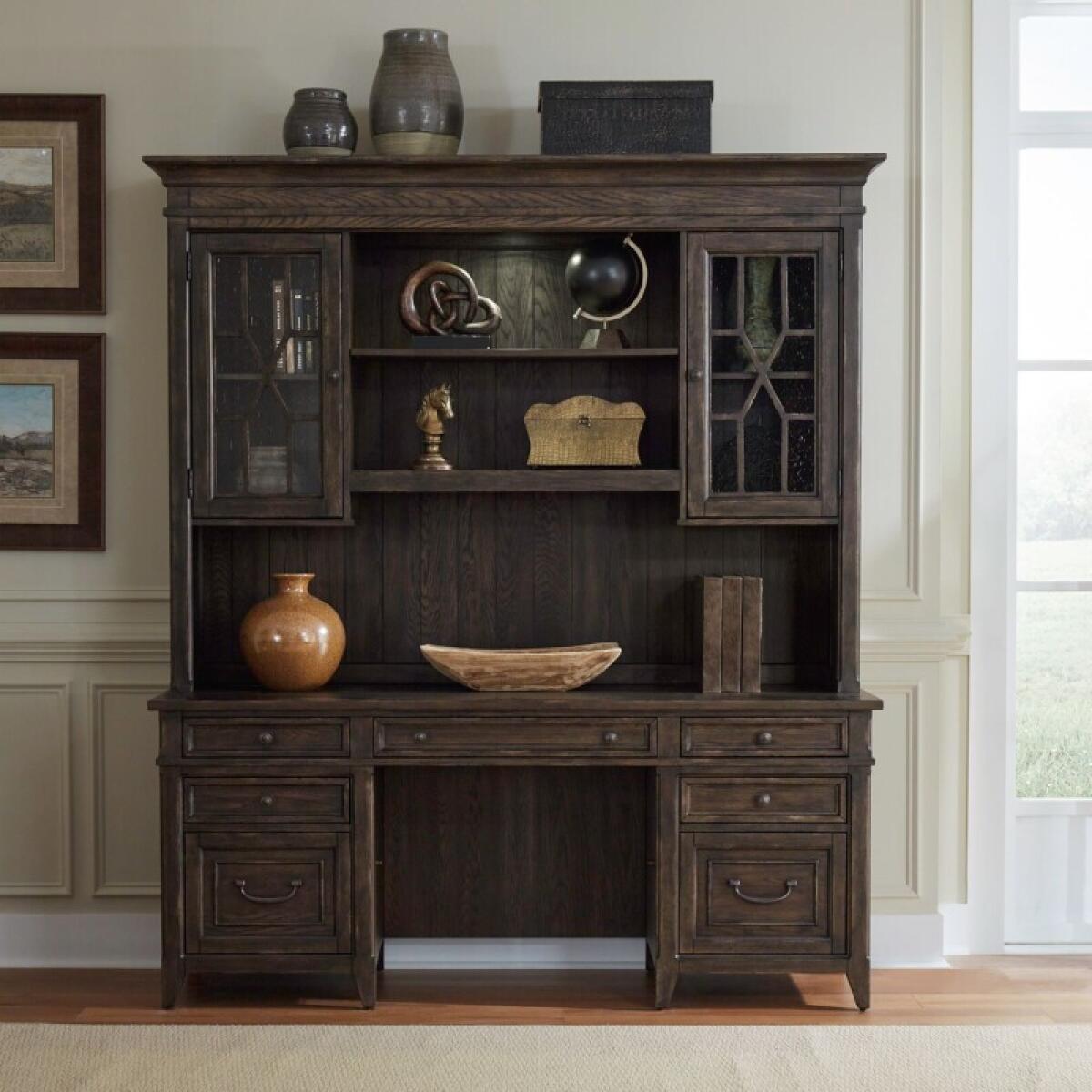Paradise Valley Credenza & Hutch Office Storage Brown 2 Paradise Valley Credenza & Hutch Office Storage Brown 2