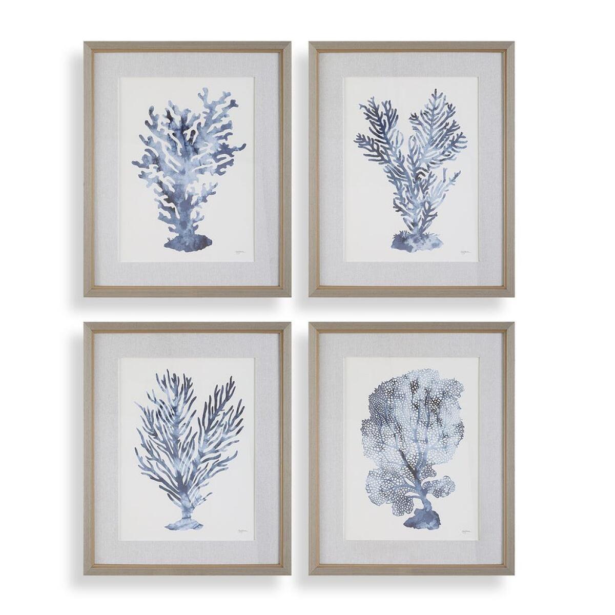 4e366b09e12399d8d7e8a1d92f8c94ee Shibori Coral Framed Prints, S/4 - Image 1