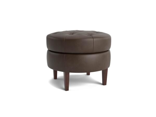 Delway Round Leather Ottoman Ottomans & Poufs Bassett Furniture