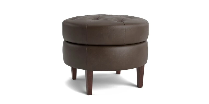 4e63673e02d30c0791b77f3f21d65f16 Delway Round Leather Ottoman - Image 1