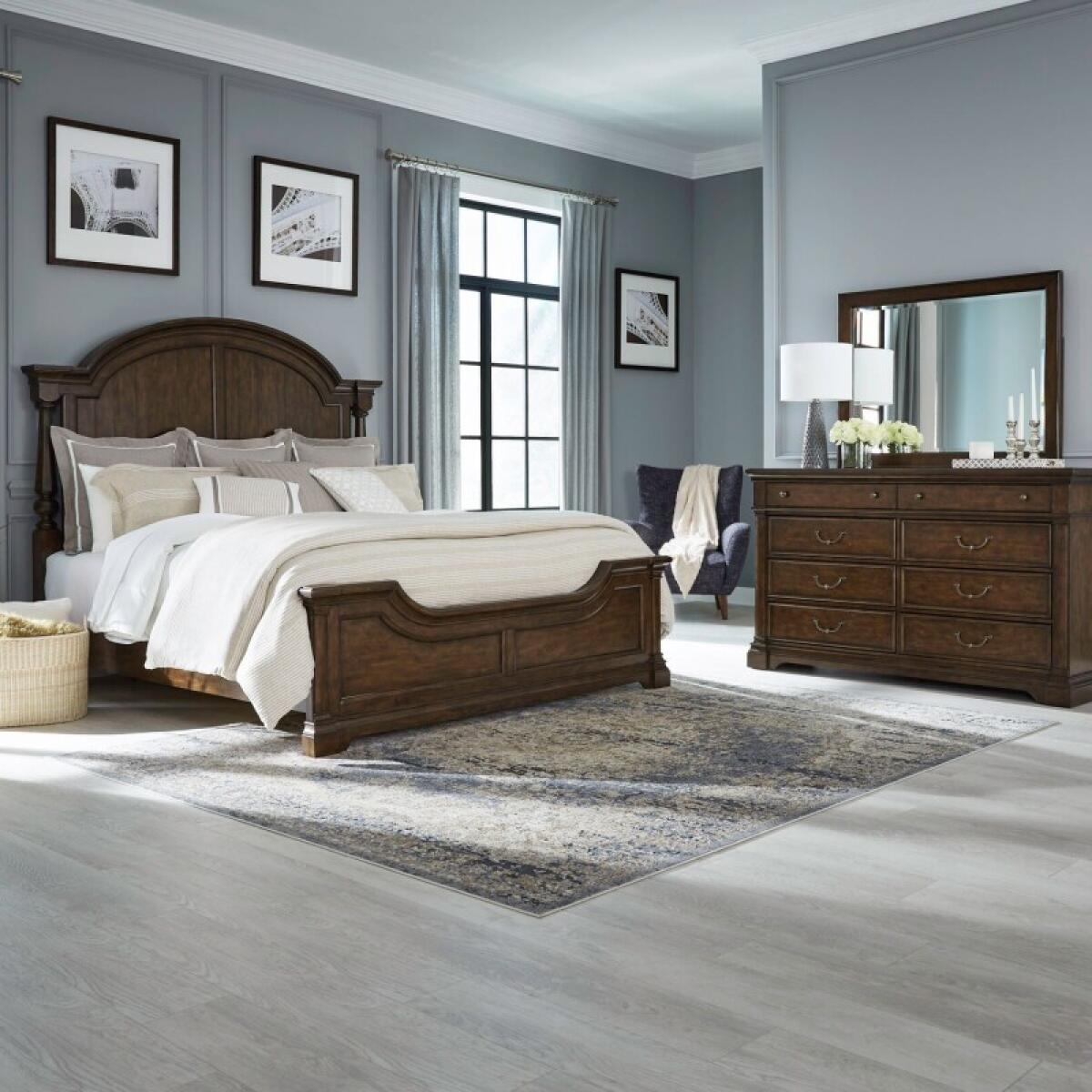 4ea471d51e992050ffdbd7f050296226 Arden Road King Poster Bed, Dresser & Mirror - Image 1