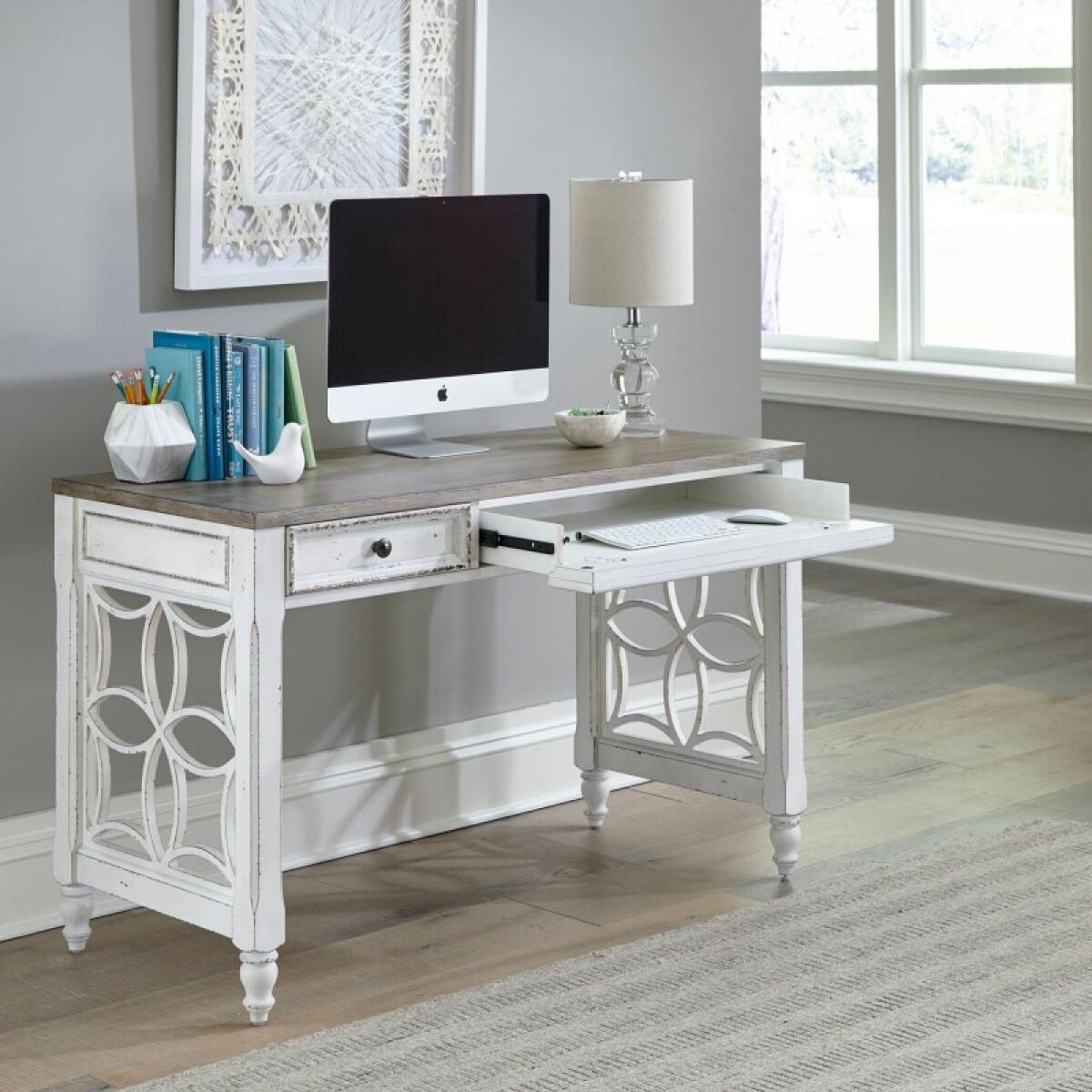 Magnolia Manor L Writing Desk Desks Antique White & Weathered Bark 2 Magnolia Manor L Writing Desk Desks Antique White & Weathered Bark 2