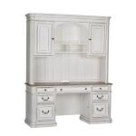 Magnolia Manor Credenza & Hutch Office Storage Antique White & Weathered Bark 16